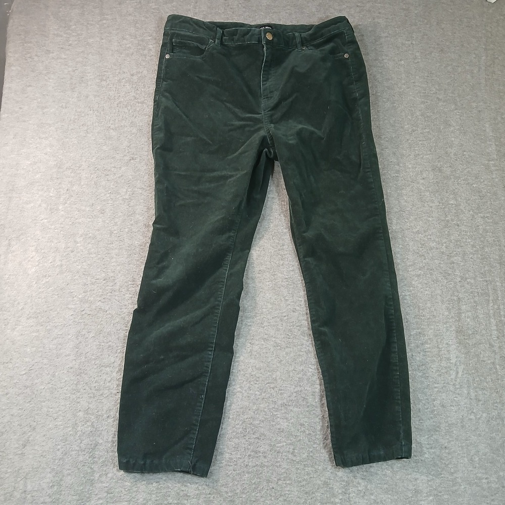 Well Worn Forest Green Corduroy Pants Womens 14/34 Straight‎ Leg Stretch Cotton